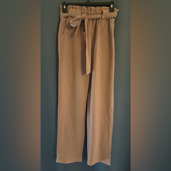 NWT-Grace Karin Paper Bag Pencil Pants | Size Small | Tan | - Picture 2 of 5